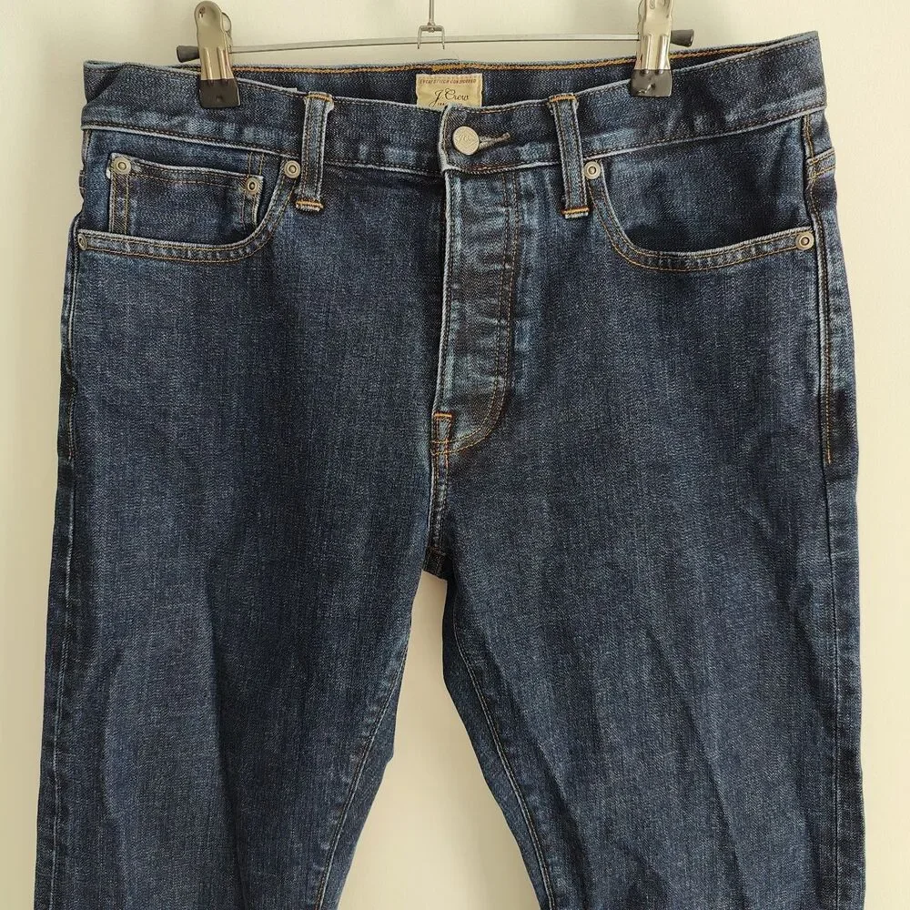 J. Crew Jeans Mens 32x33 Blue 770 Selvedge Button Fly Slim Straight Dark Wash